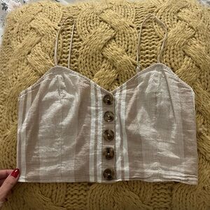 Express Cream Sleeveless Buttoned Crop Camisole